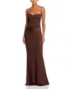 Rotate Birger Christensen Satin Corset Maxi Dress In Brown