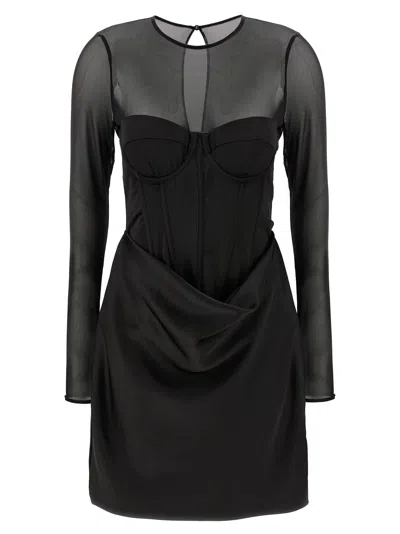Rotate Birger Christensen 'satin Corset Mini' Dress In Black