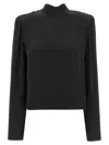 Rotate Birger Christensen Satin Drapy Back Top In Black