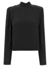 Rotate Birger Christensen Satin Drapy Back Top In Black