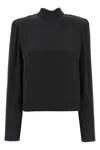 Rotate Birger Christensen Satin Drapy Back Top In Black