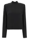 Rotate Birger Christensen Satin Drapy Back Top In Black