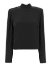 Rotate Birger Christensen Satin Drapy Back Top In Black