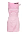 Rotate Birger Christensen Rotate Satin Flower Dress With Square Neckline