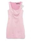 Rotate Birger Christensen Rotate Satin Flower Dress With Square Neckline In Pink