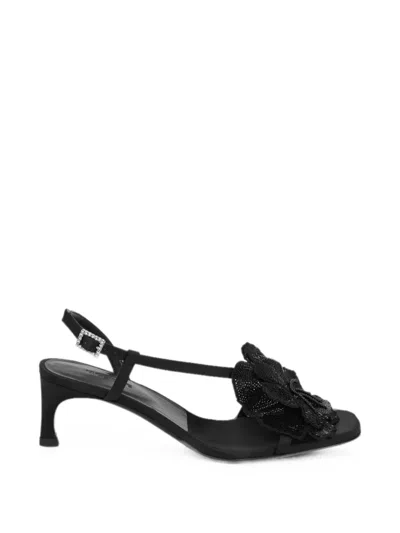 Rotate Birger Christensen Satin Flower Sandals Black