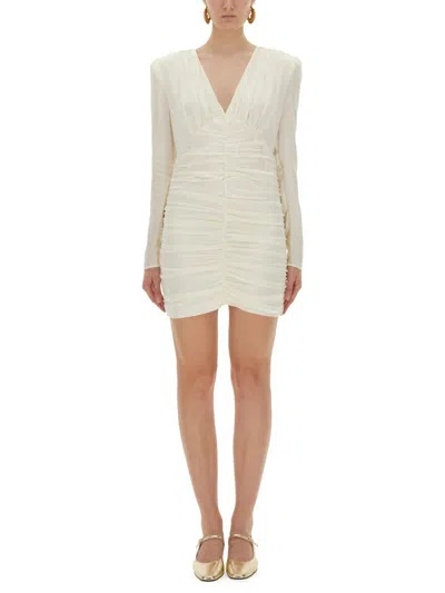 Rotate Birger Christensen Satin Gathered Mini Dress In Neutral