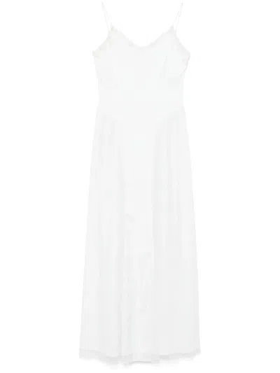 Rotate Birger Christensen Satin Lace Maxi Dress In 中性色