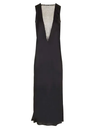 Rotate Birger Christensen Satin Long Dress In Black