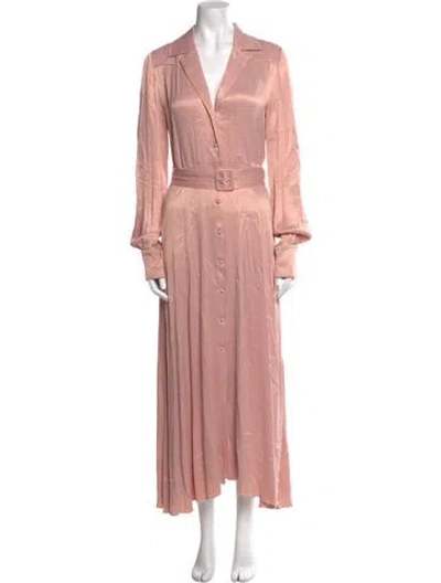 Pre-owned Rotate Birger Christensen Satin Long Dress In Pink