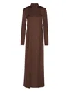 Rotate Birger Christensen Satin Long-sleeve Maxi Dress In Brown