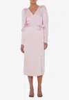 Rotate Birger Christensen Satin Midi Wrap Dress In Pink