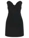 Rotate Birger Christensen Black Satin Mini Dress With Sweetheart Neckline In Black