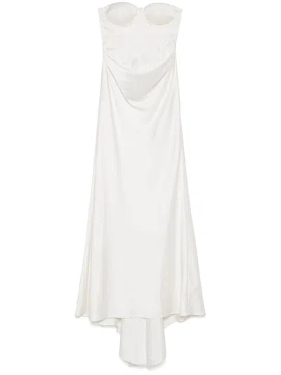 Rotate Birger Christensen Satin Pearl Maxi Dress In Neutrals