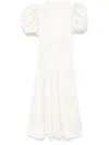 Rotate Birger Christensen Satin Puff Middi Dress In Neutrals