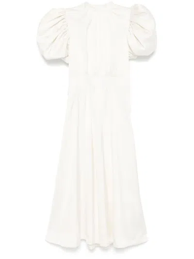 Rotate Birger Christensen Satin Puff Middi Dress In Neutrals