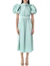 Rotate Birger Christensen Rotate Birgerchristensen Satin Puff Midi Dress In Blue