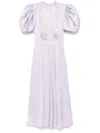 Rotate Birger Christensen Midi Satin Dress With Puff Sleeves In Purple