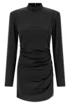 Rotate Birger Christensen 'satin Rouched Mini' Dress In Black