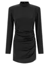 Rotate Birger Christensen Satin Rouched Mini Dress In Black