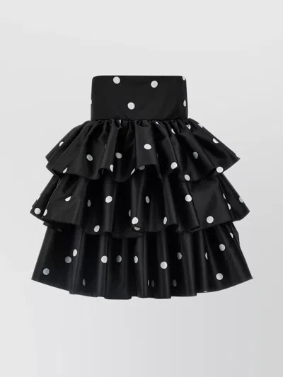 Rotate Birger Christensen Satin Ruffle Tiered Polka Dot Dress In Multicolor