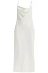 Rotate Birger Christensen White Maxi Dress With Draped Neckline And All-over Paillettes In Polyester Woman
