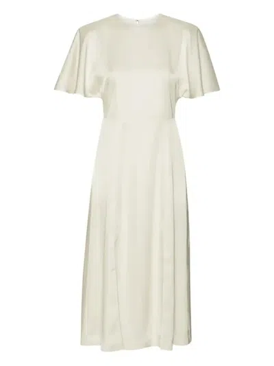Rotate Birger Christensen Satin Slit Midi Dress In White