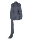 Rotate Birger Christensen Satin Tie Mini Dress In Gray