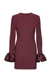 Rotate Birger Christensen Satin-trimmed Crepe Mini Dress In Burgundy