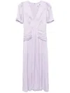 Rotate Birger Christensen Satin V-neck Midi Dress In Purple
