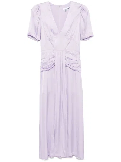 Rotate Birger Christensen Satin V-neck Midi Dress In Purple