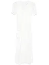 Rotate Birger Christensen Satin V-neck Midi Dress In White