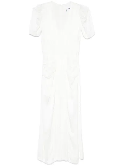 Rotate Birger Christensen Satin V-neck Midi Dress In White