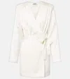 Rotate Birger Christensen Satin Wrap Dress In White