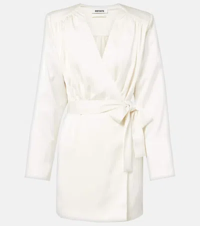 Rotate Birger Christensen Satin Wrap Dress In White