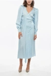 Rotate Birger Christensen Satin Wrap Dresswith Polka Dot Motif