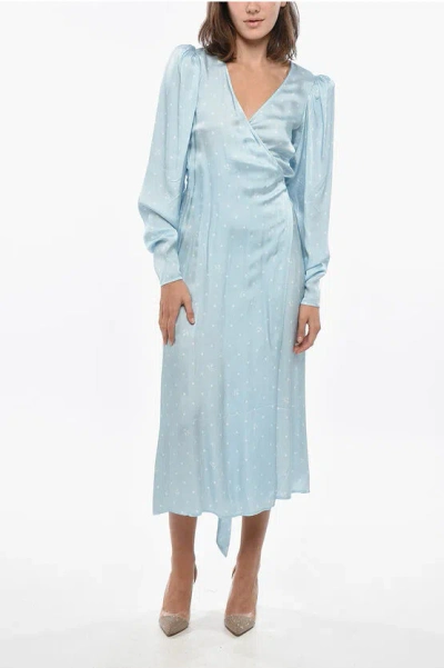 Rotate Birger Christensen Satin Wrap Dresswith Polka Dot Motif