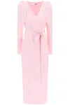 Rotate Birger Christensen Rotate Birgerchristensen Satin Wrap Midi Dress With A Crossover In Blushing Bride (pink)