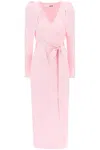 Rotate Birger Christensen Rotate Birgerchristensen Satin Wrap Midi Dress With A Crossover In Pink