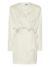 Rotate Birger Christensen Satin Wrap Minidress In White