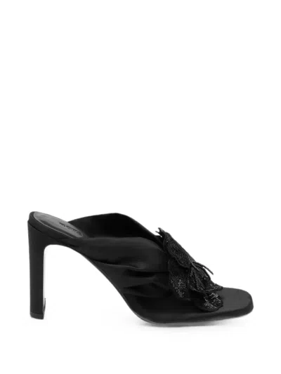Rotate Birger Christensen Satin-tongue Flower Sandals Black
