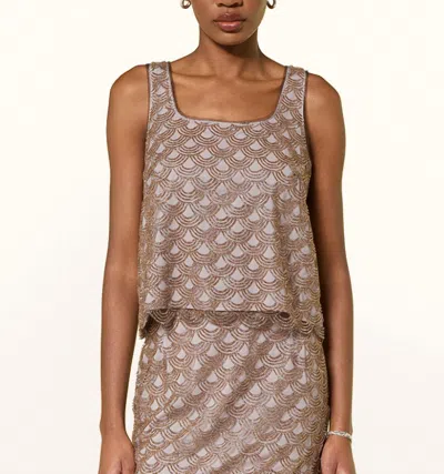 Rotate Birger Christensen Scallop Sequin Top In Taupe In Brown