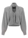 Rotate Birger Christensen Scarf Cardigan In Gray