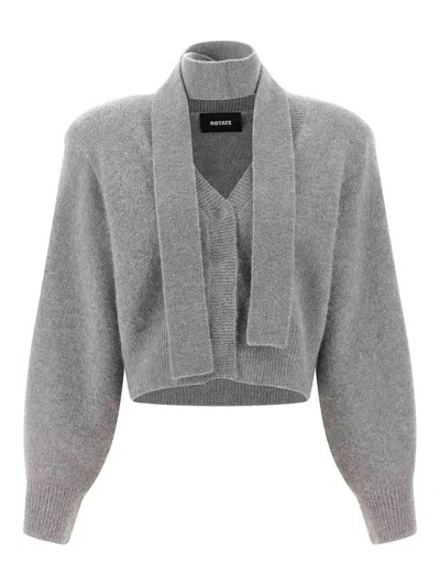 Rotate Birger Christensen Scarf Cardigan In Gray