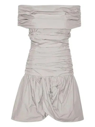 ROTATE BIRGER CHRISTENSEN OFF-SHOULDER RUCHED MINI DRESS - WOMEN'S - POLYESTER/ELASTANE