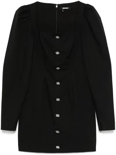 Rotate Birger Christensen Scoop-neck Long-sleeve Mini Dress In Black