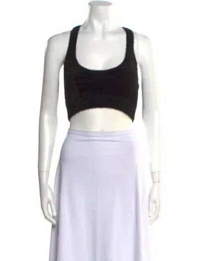 Pre-owned Rotate Birger Christensen Scoop Neck Sleeveless Crop Top In Black