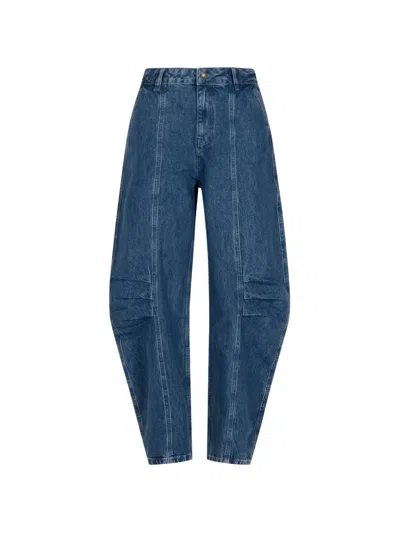 Rotate Birger Christensen Seam-detail Pleated Jeans In Blue
