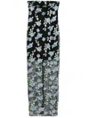 Rotate Birger Christensen Long Dress With All-over Floral Motif And Semi Sheer Lower Part In Tech Fabric In Black