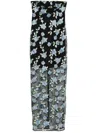 Rotate Birger Christensen Long Dress With All-over Floral Motif And Semi Sheer Lower Part In Tech Fabric In Black